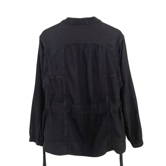 Isabel Marant Etoile Linen Blend Utility Jacket Zip Front Belted Black 6 Medium - Picture 4 of 13